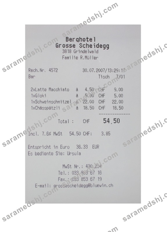 BERQ HOTEL payment receipt